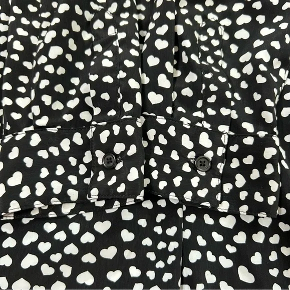 Old Navy Black White Ditzy Heart Print Long Sleeve Collared Dress Size XS - Picture 11 of 12